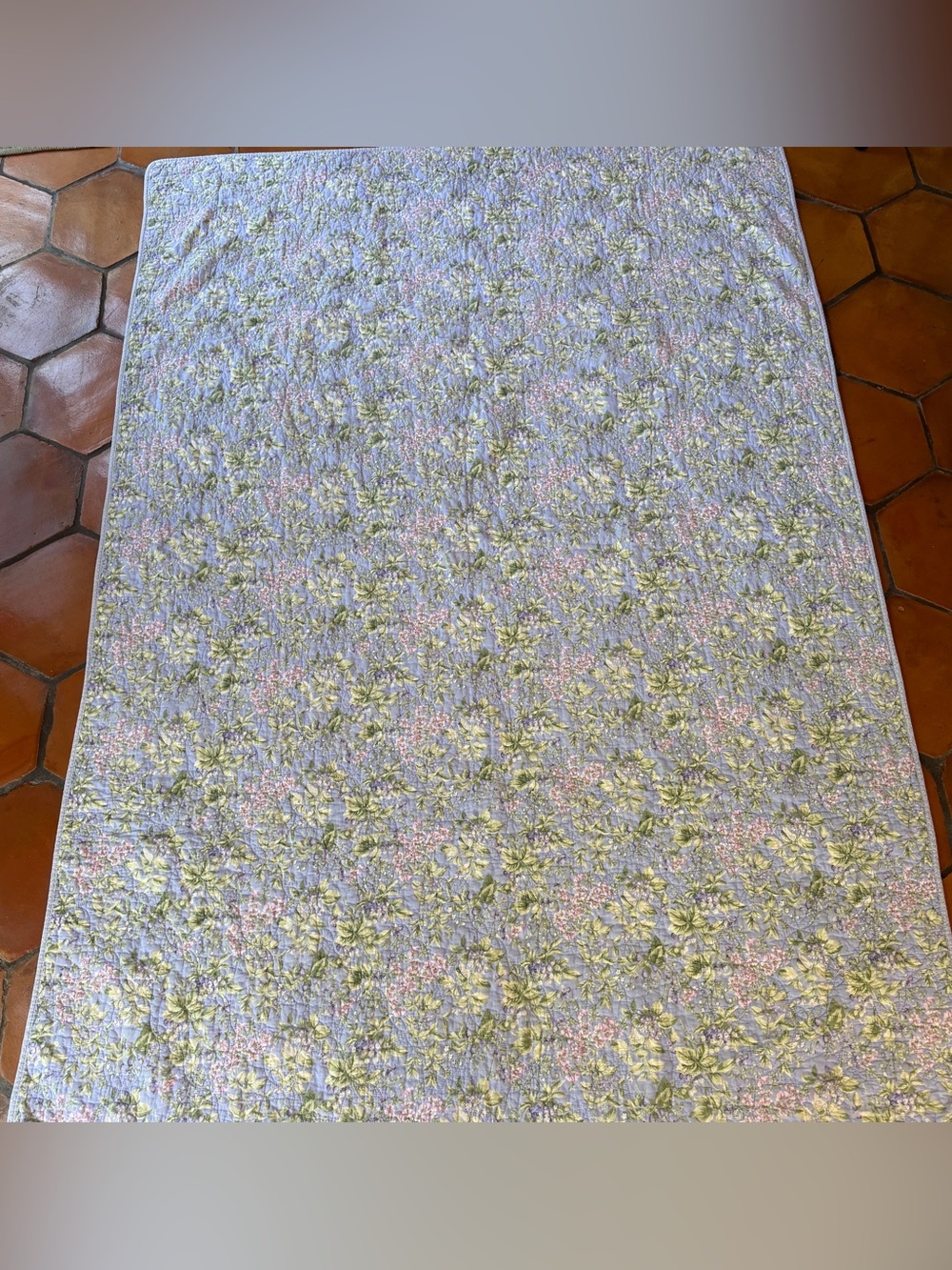 Laura Ashley Reversible Cotton Quilt Twin Floral Country Cottagecore Garden